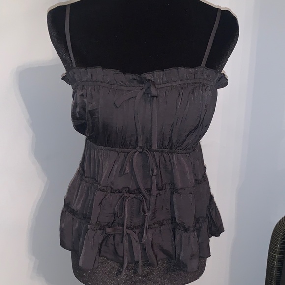Thirty Thirty Tops - NEW- FUN & Elegant Black Ruffled Camisole Top All In One!